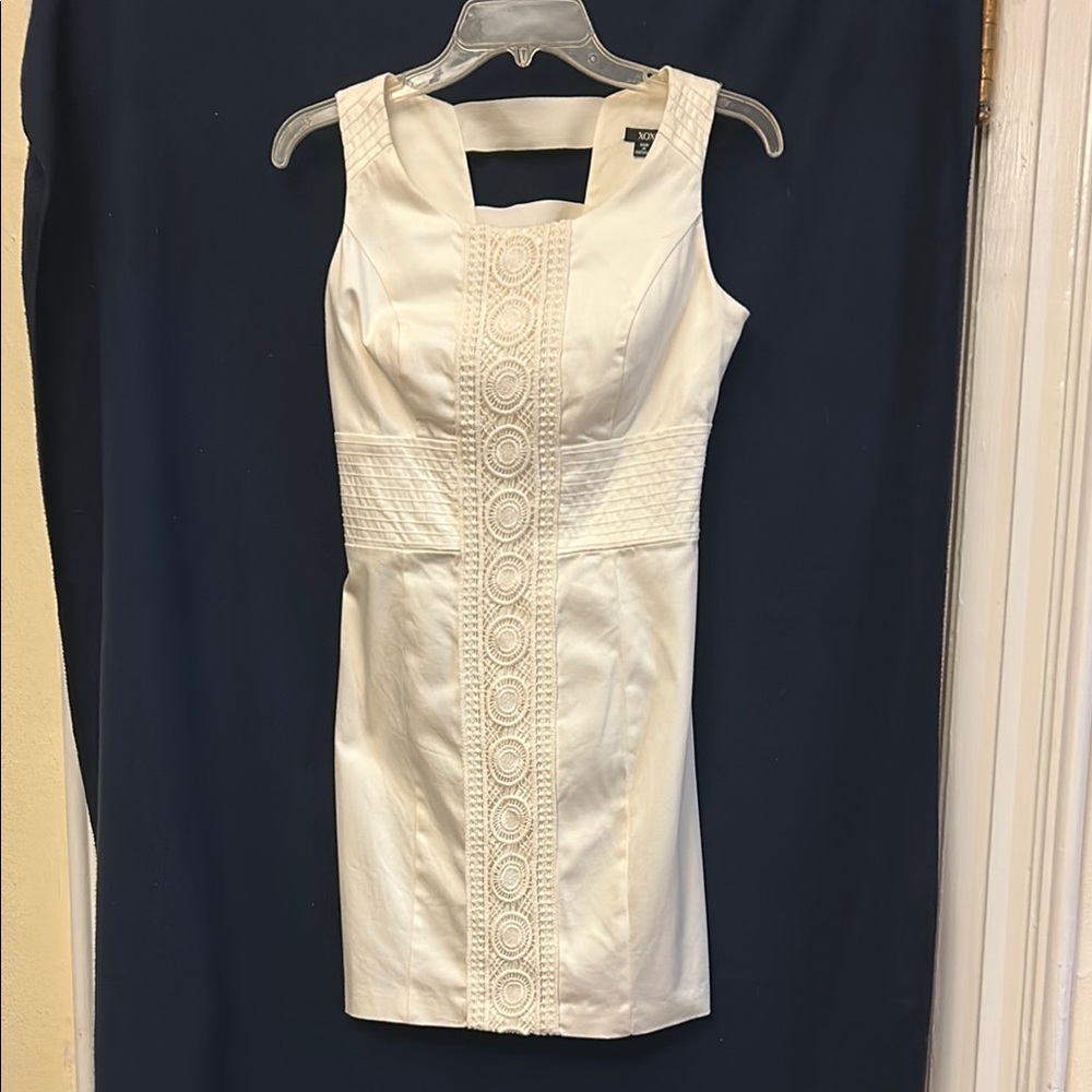 XOXO Ivory Sleeveless Mini Dress with Square Neckline